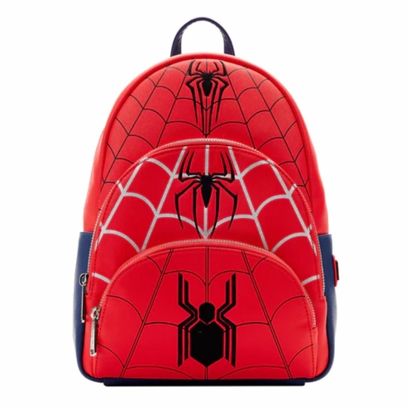 Loungefly Spider-Man Triple Pocket Multi Logo Mini Backpack - Picture 1 of 5